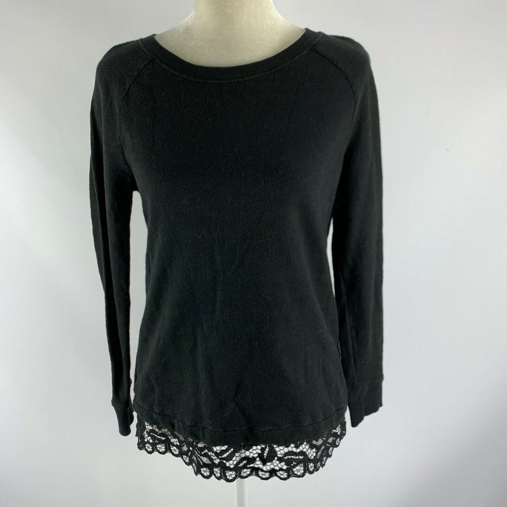 ✨3 for $50✨ Ann Taylor LOFT Black Blouse Lace Bottom, X Small Petites, XSP